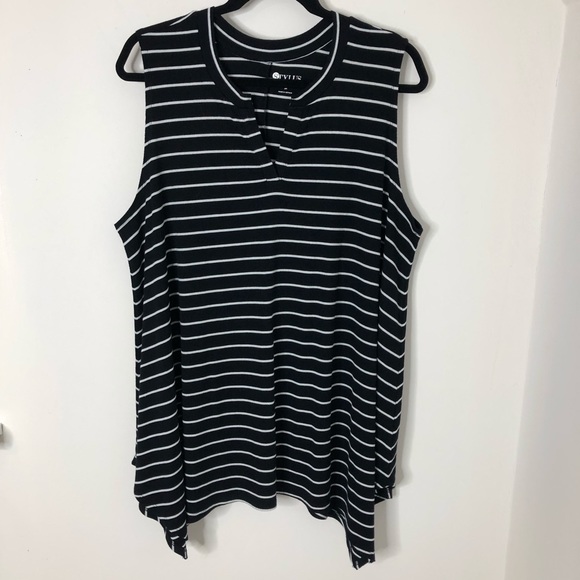 Stylus Striped Black White Tank Top Plus Size 3X - Picture 3 of 6